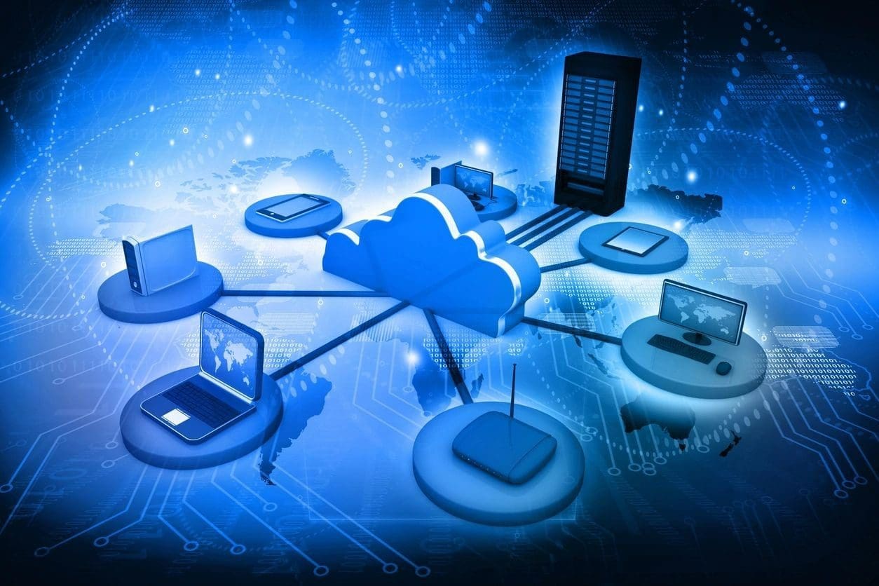 fmfQBzye43 A computer network with cloud and laptop